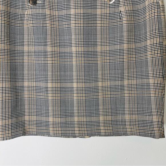 H&M black white tan plaid button sailor preppy stretchy pencil midi skirt 6 - Picture 3 of 8